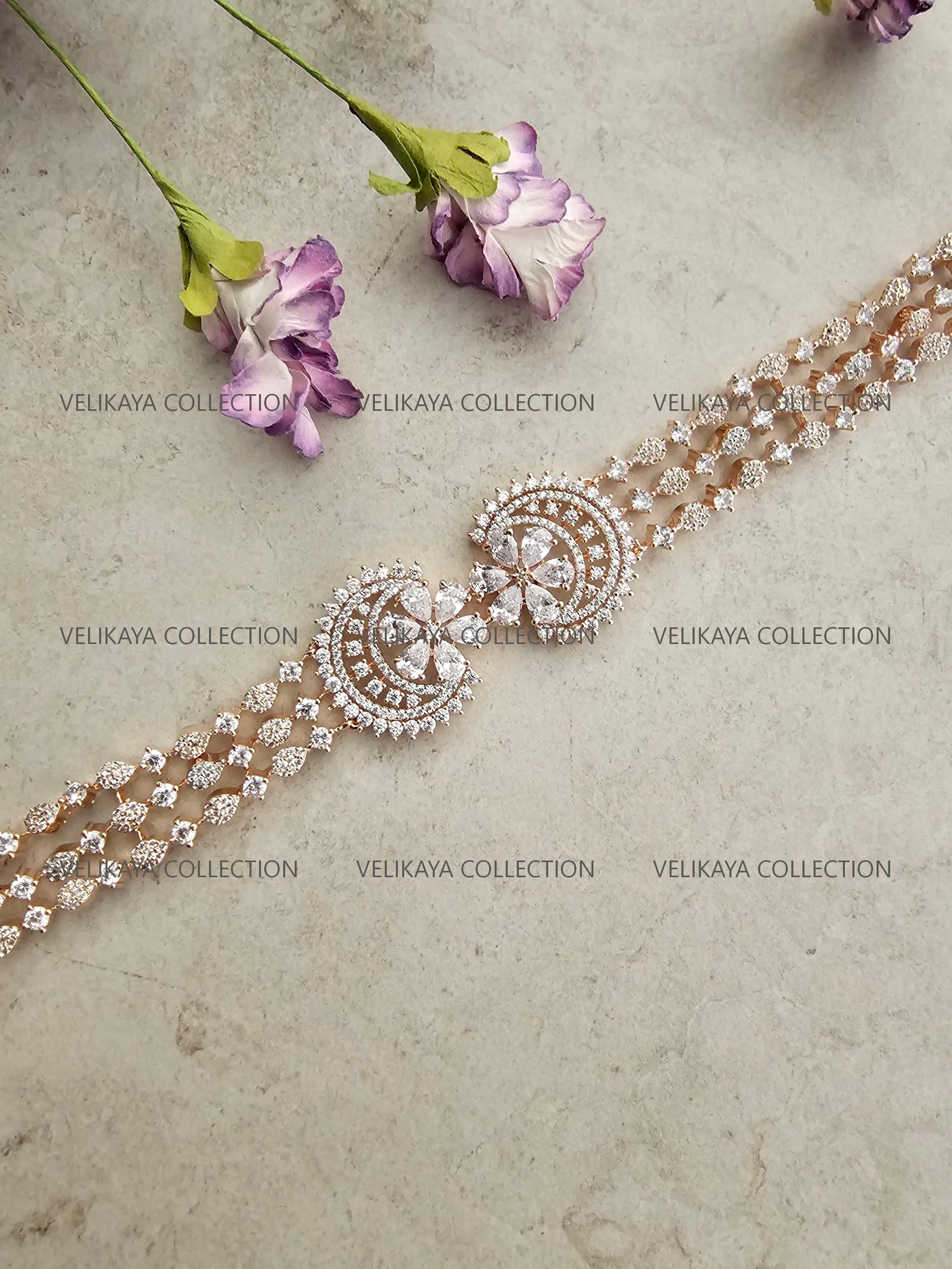 Rose Gold Wedding Hair Jewelry Headband Sheeshphool