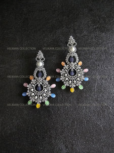 Statement Chandelier Earrings in Silver