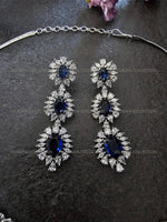 Load image into Gallery viewer, Victoria Sapphire Blue CZ Diamond Necklace Set
