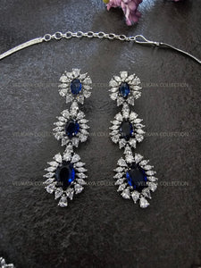 Victoria Sapphire Blue CZ Diamond Necklace Set