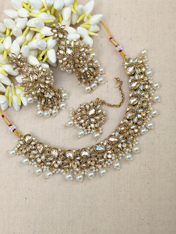 Simi Gold Kundan Necklace Set