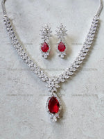 Load image into Gallery viewer, Ruby CZ Diamond Necklace Set
