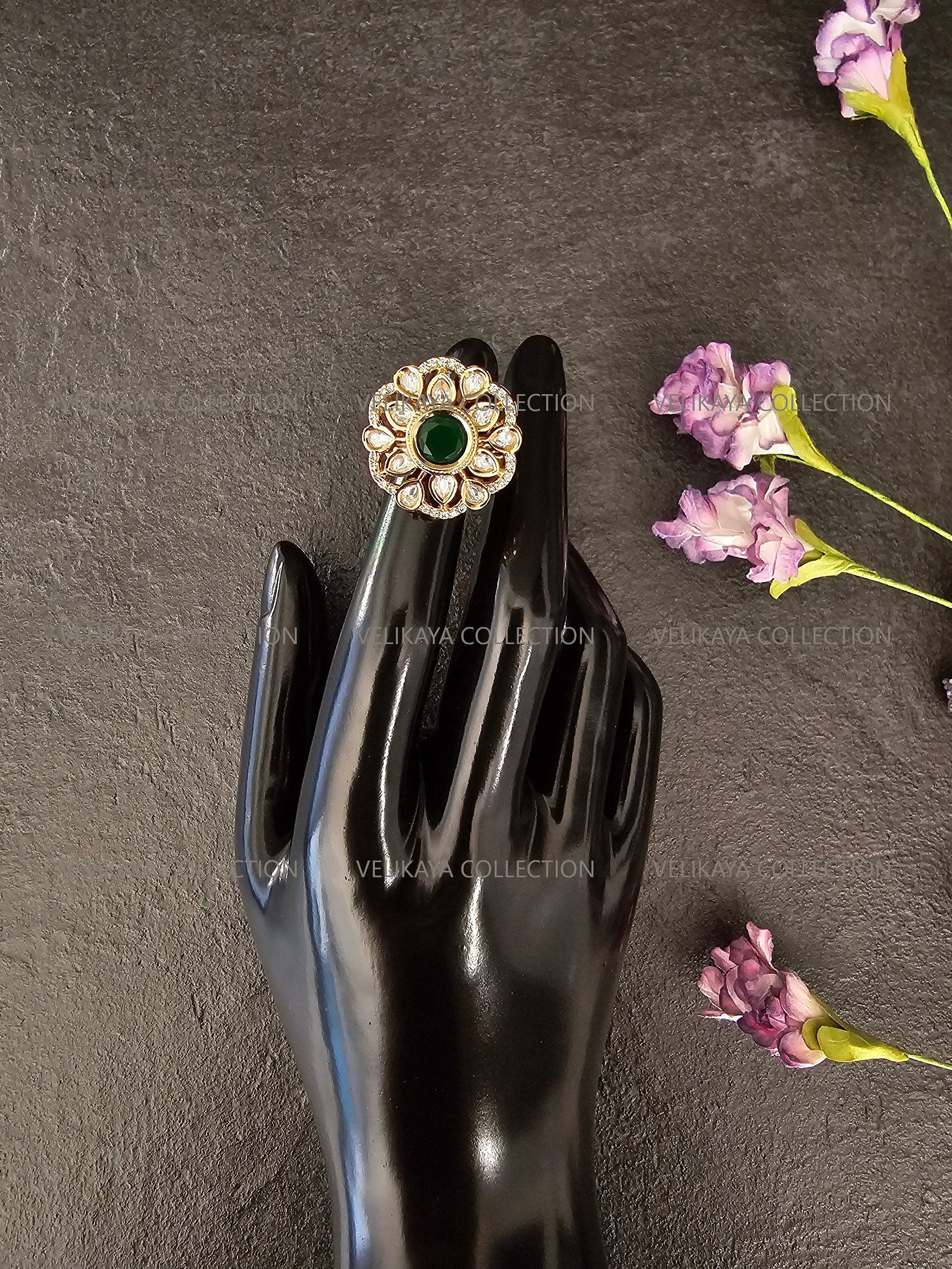Gold Kundan AD Rings