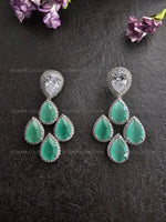 Load image into Gallery viewer, Tear Drop CZ Earrings in Mint
