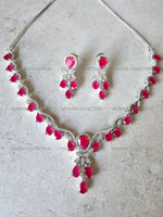 Load image into Gallery viewer, Royal Ruby Red CZ Diamond Necklace Set
