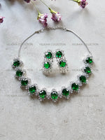 Load image into Gallery viewer, Victorian Emerald Halo Necklace &amp; Earrings Set
