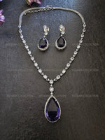 Load image into Gallery viewer, Mila Purple Pendant CZ Diamond Necklace Set
