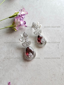 Red & Silver Leaf Earrings