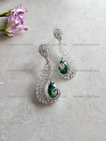 Load image into Gallery viewer, Diana CZ Earrings In Silver Green
