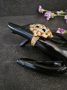 Meenakari Kundan Ring - Gold Blue