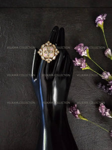 Meenakari Kundan Ring - Gold Pink