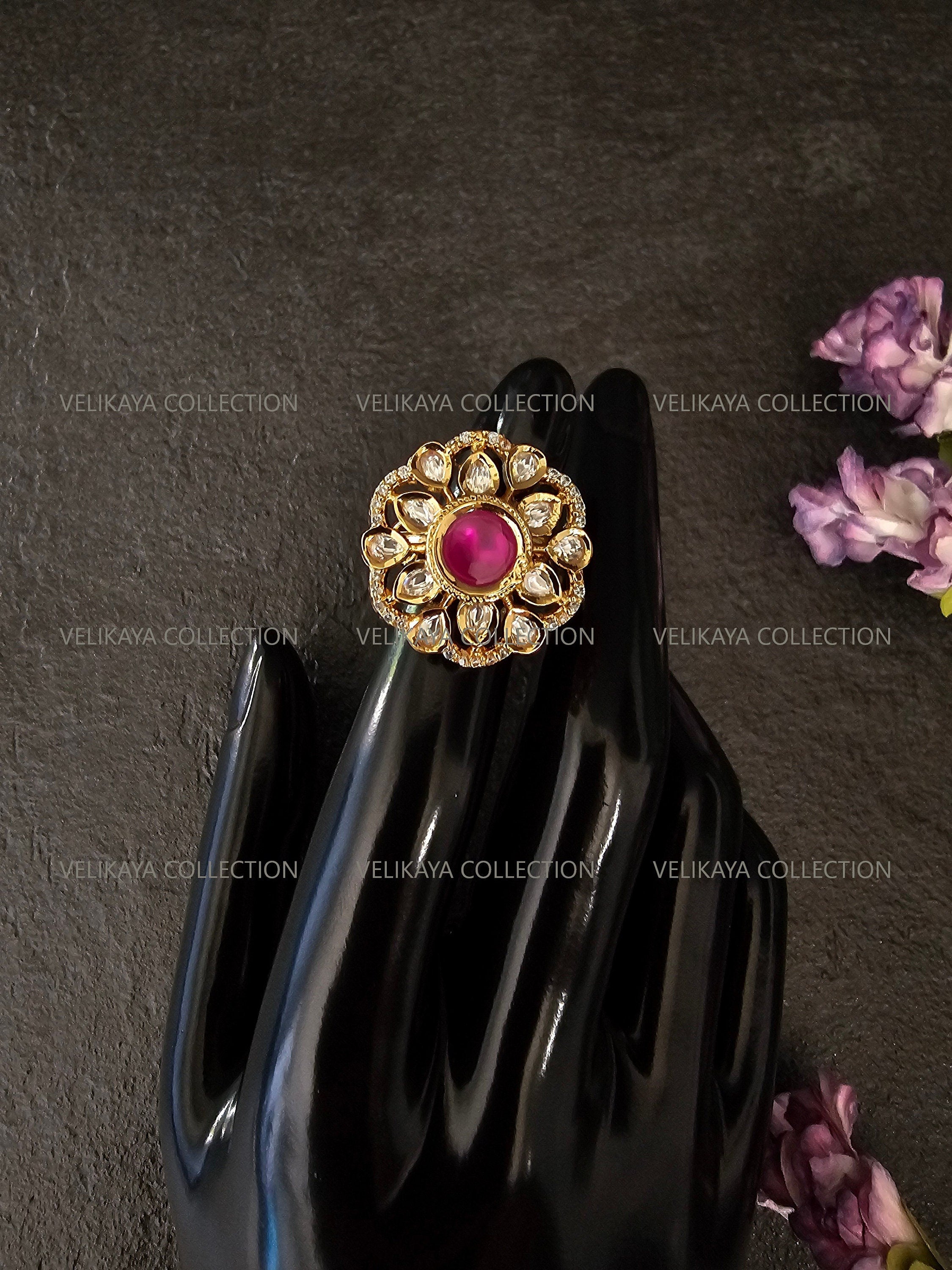 Gold Kundan AD Rings