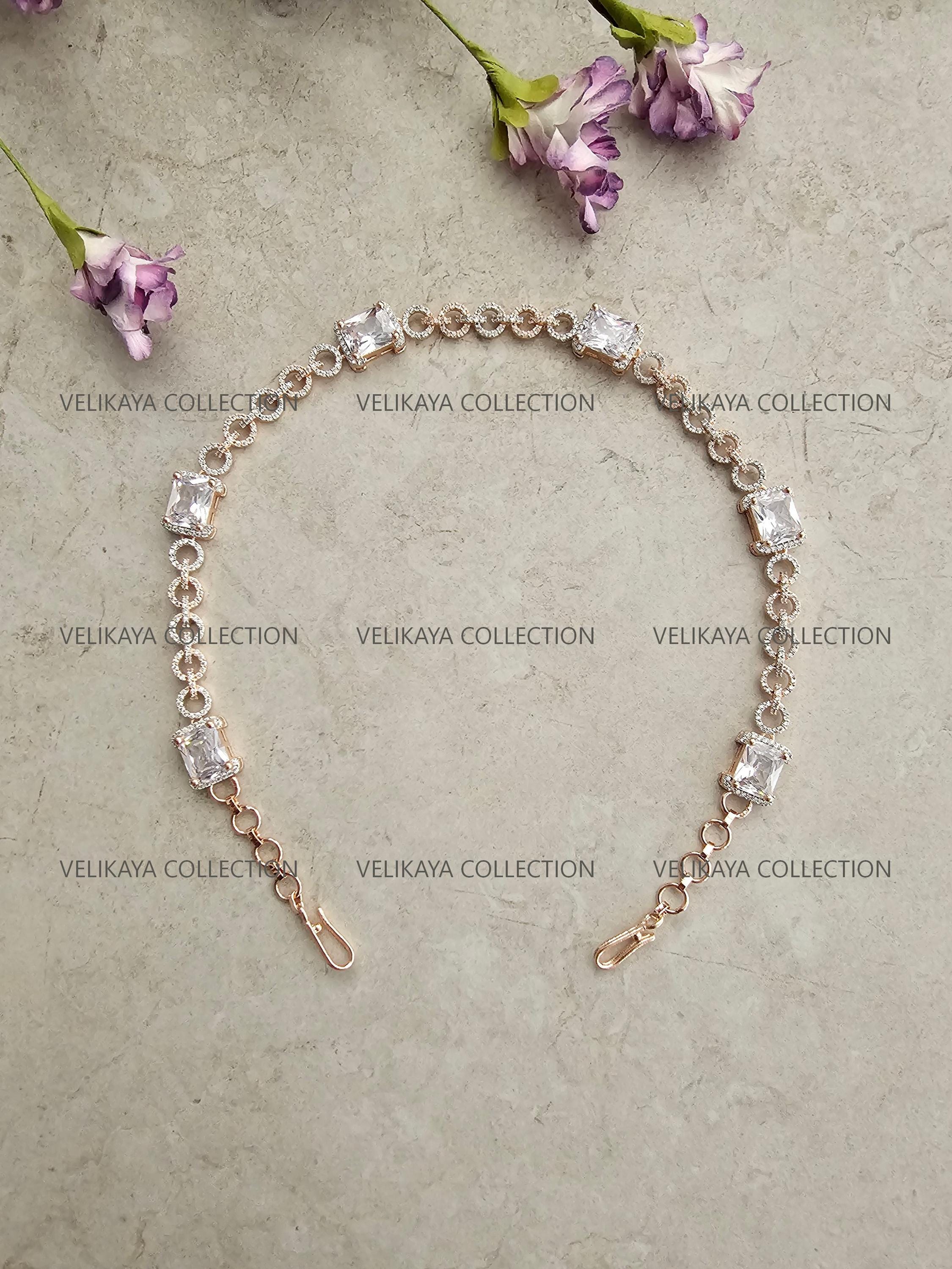 Rose Gold CZ Diamond Headband Sheeshphool