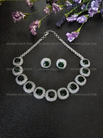 Load image into Gallery viewer, Milleni Emerald Green CZ Diamond Necklace Set
