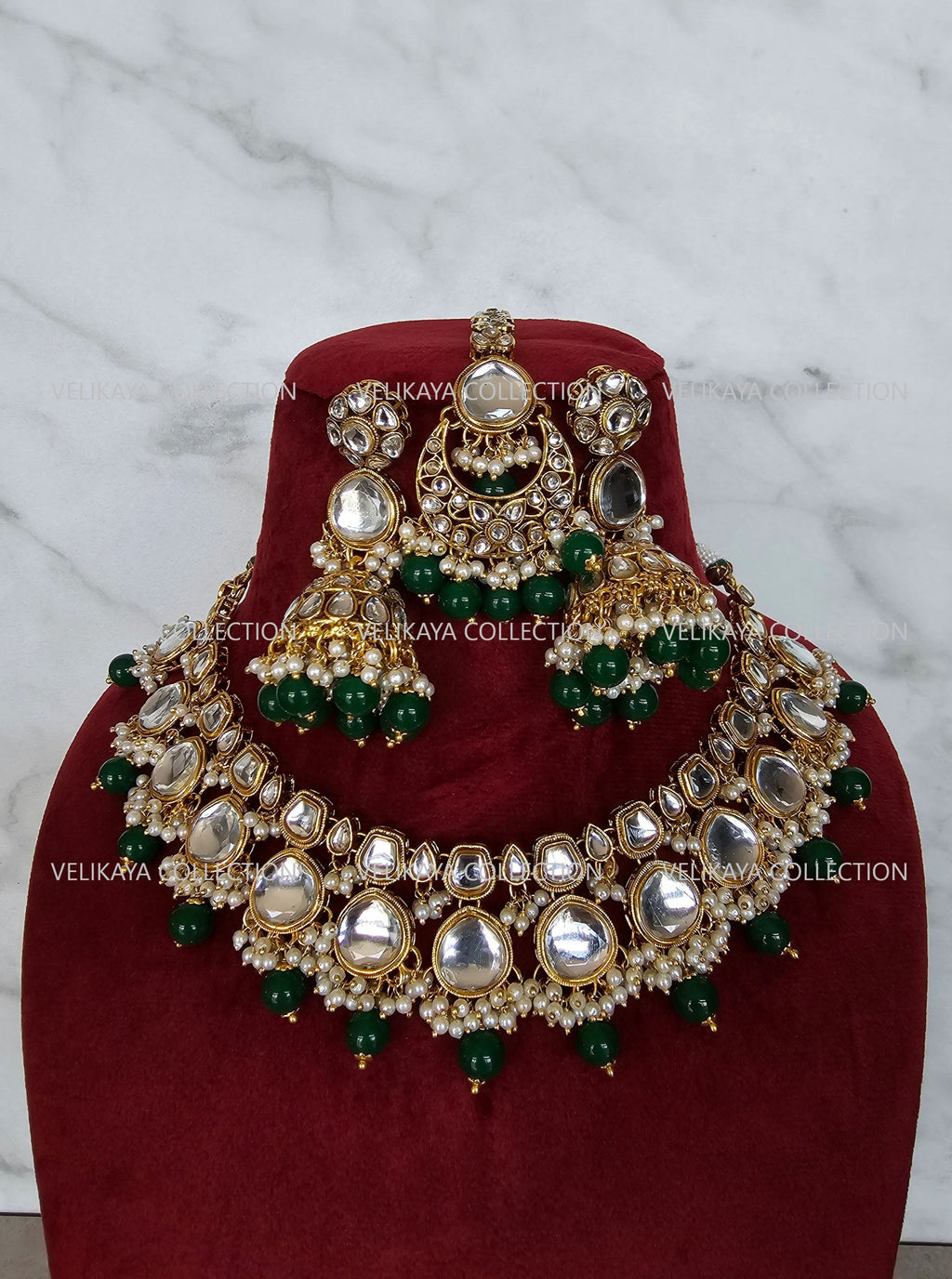 Adjustable kundan necklace set with earrings & jhumka. Indian wedding jewelry, kundan jewelry & polki jewelry. Bollywood party wear necklace. Pakistani wedding jewelry. Perfect gift for women for weddings, reception, mehendi function, sangeet, haldi. Can wear with sarees, suits, lehenga and Indowestern dresses.