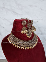 Load image into Gallery viewer, Misha Antique Polki Necklace with Jhumka Tikka
