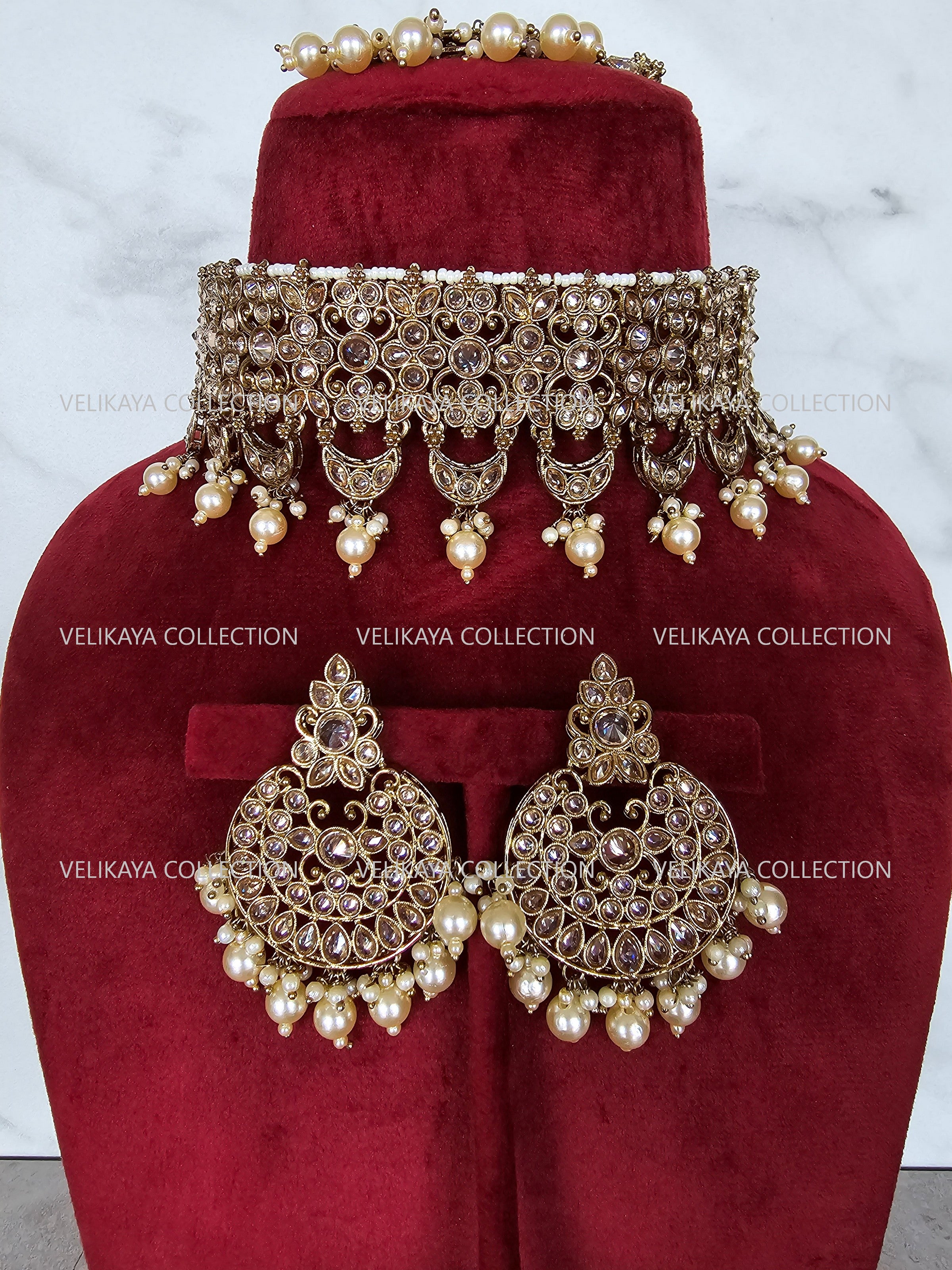 Adjustable polki necklace set with earrings & jhumka. Indian wedding jewelry, kundan jewelry & polki jewelry. Bollywood party wear necklace. Pakistani wedding jewelry. Perfect gift for women for weddings, reception, mehendi function, sangeet, haldi. Can wear with sarees, suits, lehenga and Indowestern dresses.