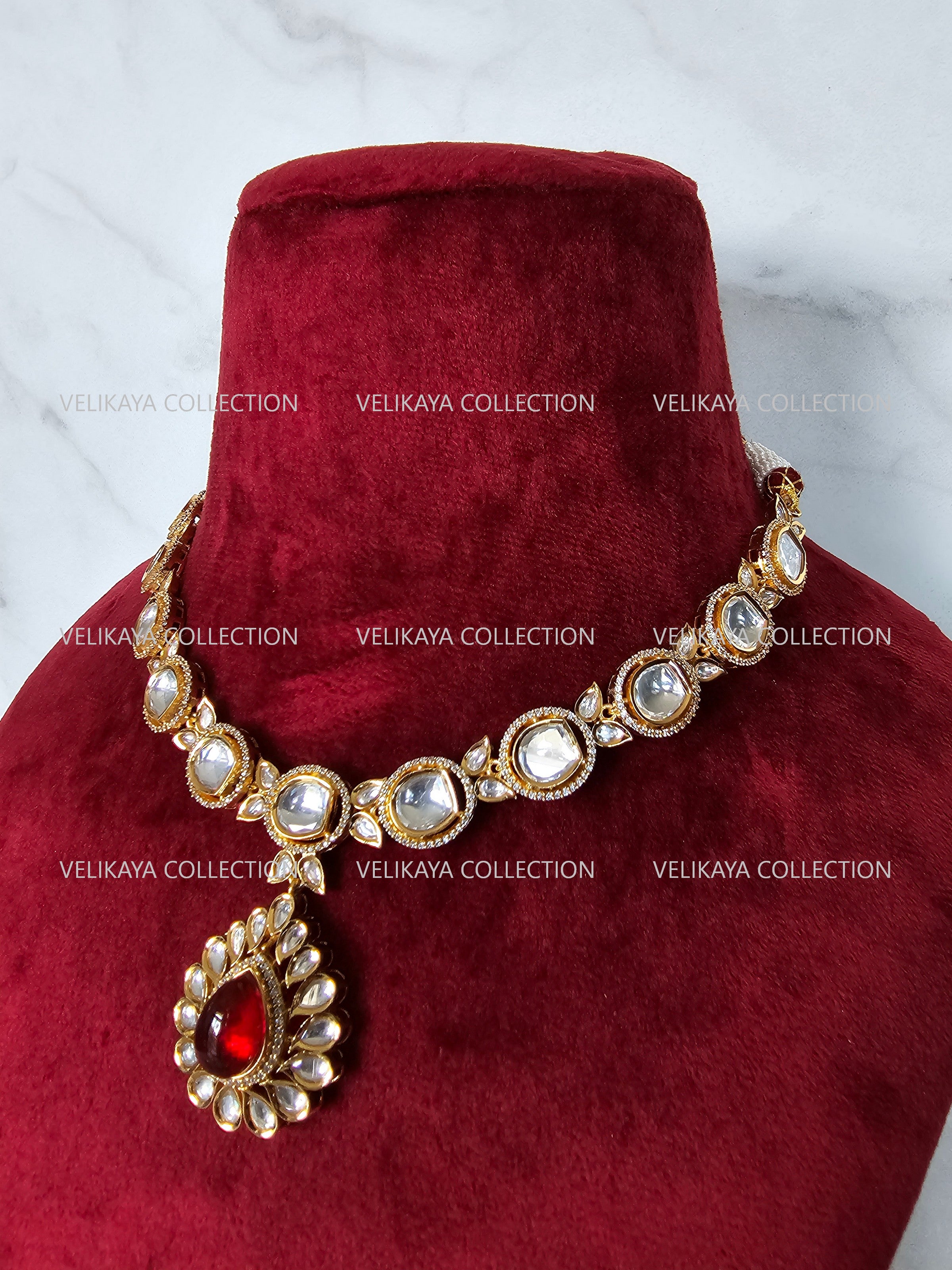 Miya Ruby Red Kundan Necklace Set