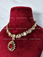 Load image into Gallery viewer, Miya Ruby Red Kundan Necklace Set
