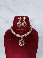 Load image into Gallery viewer, Premium gold plated Kundan choker necklace &amp; earrings. Indian wedding jewelry. Pakistani jewelry.
