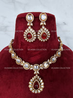 Load image into Gallery viewer, Miya Ruby Red Kundan Necklace Set
