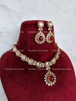 Load image into Gallery viewer, Miya Ruby Red Kundan Necklace Set
