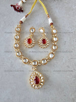 Load image into Gallery viewer, Miya Ruby Red Kundan Necklace Set
