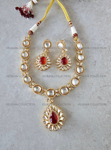 Miya Ruby Red Kundan Necklace Set