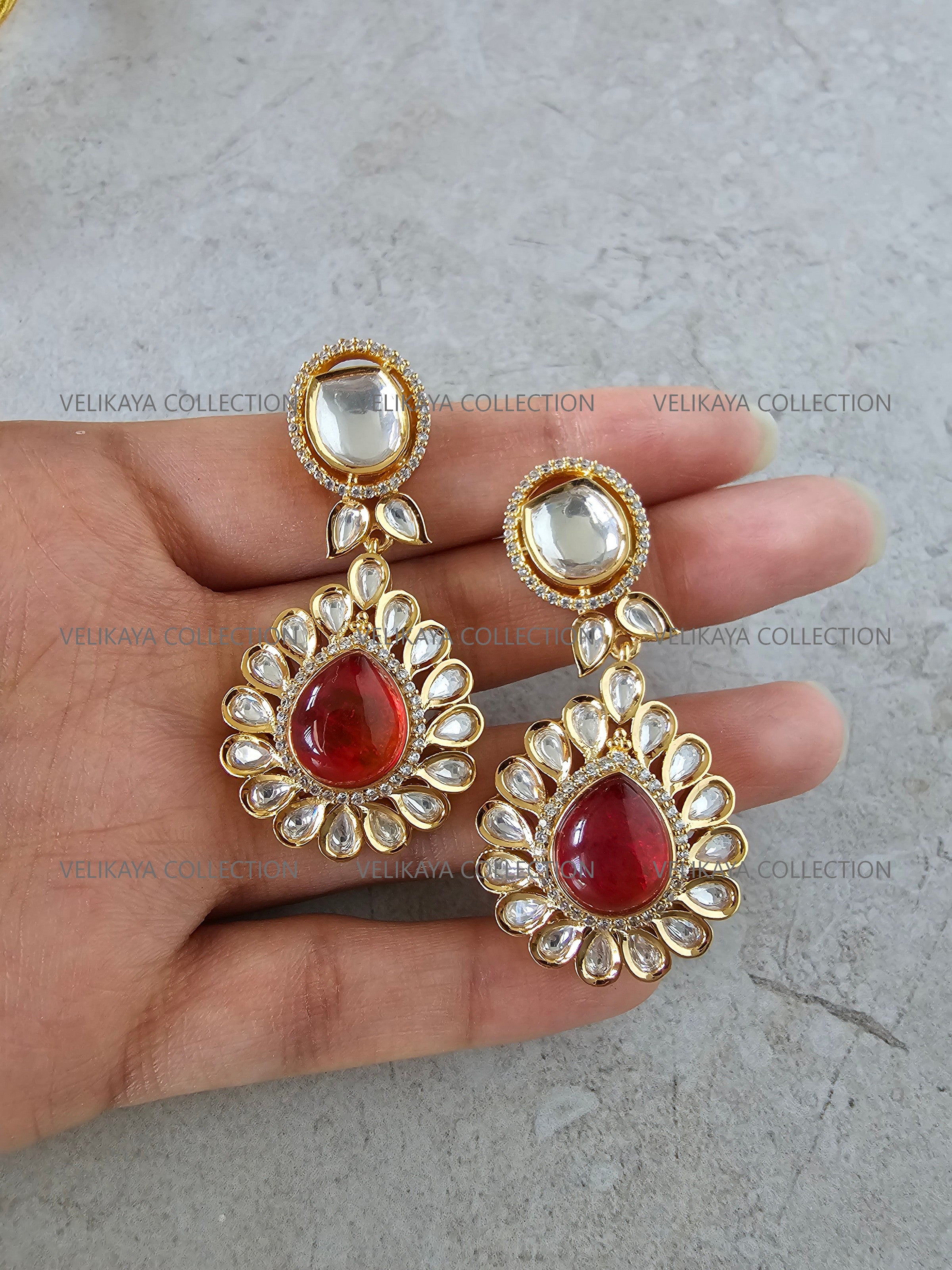 Miya Ruby Red Kundan Necklace Set