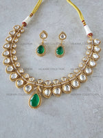 Load image into Gallery viewer, Premium gold plated Kundan choker necklace &amp; earrings. Indian wedding jewelry. Pakistani jewelry.
