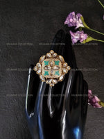 Load image into Gallery viewer, Meenakari Kundan Ring - Gold Mint
