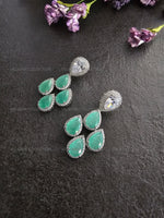 Load image into Gallery viewer, Tear Drop CZ Earrings in Mint
