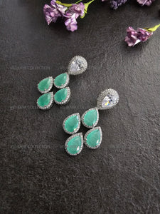 Tear Drop CZ Earrings in Mint