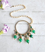 Load image into Gallery viewer, Green Nose Ring with Pearl Chain
