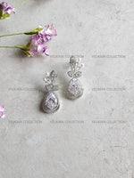 Load image into Gallery viewer, Silver Leaf Earrings with Clear AD Stones
