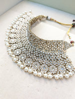 Load image into Gallery viewer, Nyka White Pakistani Bridal Necklace Chaandbali Tikka
