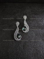 Load image into Gallery viewer, Diana CZ Earrings In Silver Green
