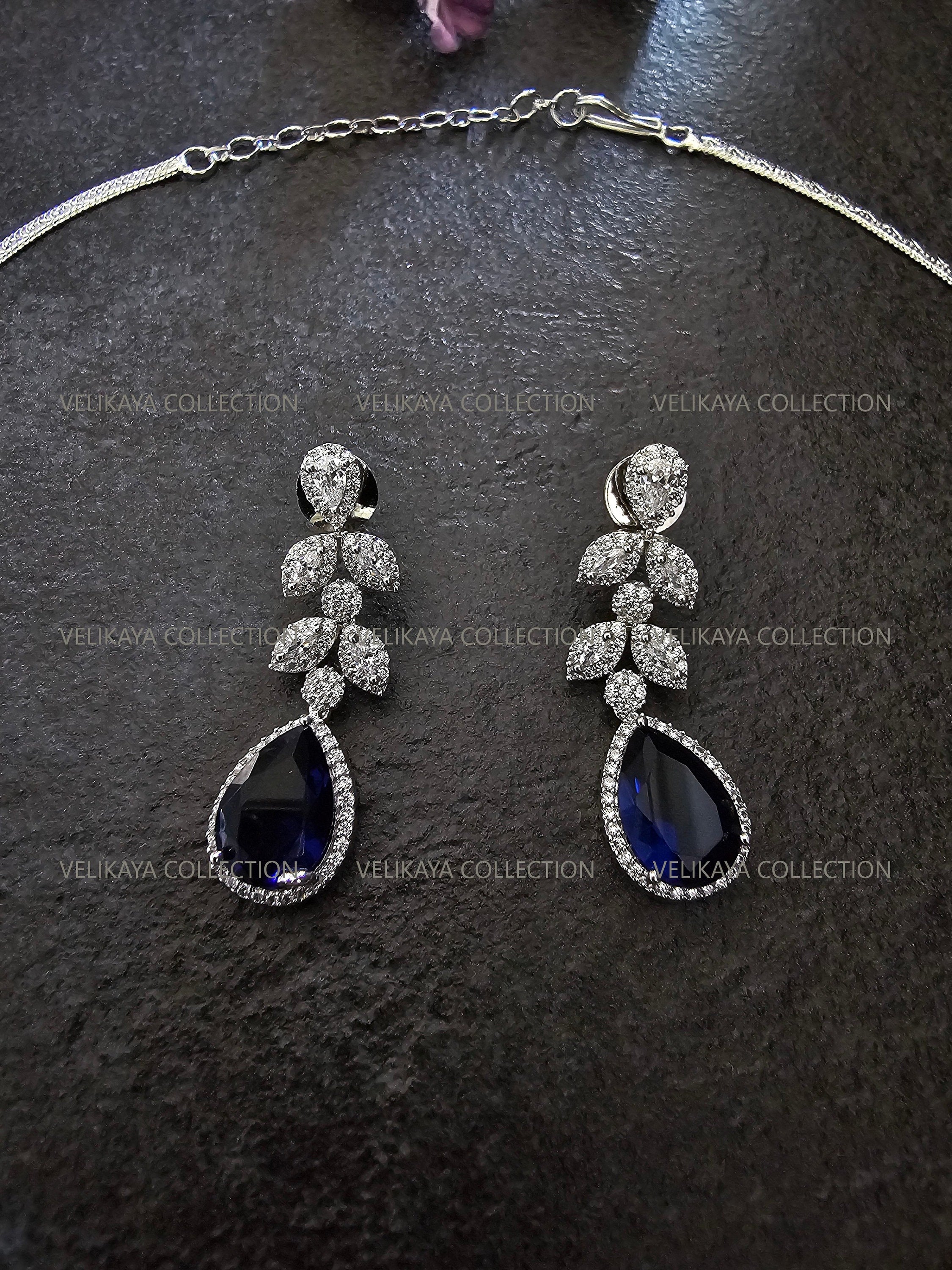 Sophia Blue  CZ Diamond Necklace Set