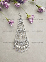 Load image into Gallery viewer, American diamond tikka. CZ pasa. Indian hair jewelry. Pakistani hair jewelry. Diamond hair accessory. Diamond hair jewelry. Silver tikka. Silver pasa. American Diamond Jhumar. Gold hair accessory. Indian wedding jewelry. Pakistani wedding jewelry. The best Indian and Pakistani online jewelry store near you
