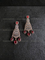 Load image into Gallery viewer, Chandelier Red Long CZ Earrings
