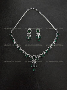 Royal Emerald Green CZ Diamond Necklace Set