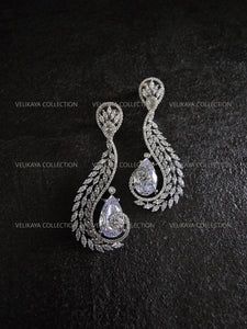 Zirconia Silver Angel Wings Earrings