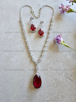 Load image into Gallery viewer, Mila Red Pendant CZ Diamond Necklace Set
