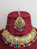 Load image into Gallery viewer, Gulaab Jadau Necklace with Earrings &amp; Tikka
