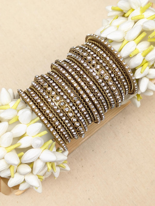 Kangna White Stone Bangles Set