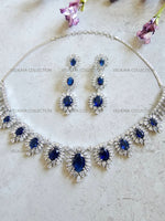 Load image into Gallery viewer, Victoria Sapphire Blue CZ Diamond Necklace Set
