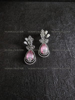 Load image into Gallery viewer, Pink &amp; Silver Leaf Earrings
