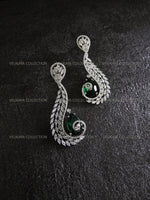 Load image into Gallery viewer, Diana CZ Earrings In Silver Green
