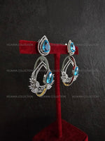 Load image into Gallery viewer, Hanging Hoop Earrings In Aqua Blue
