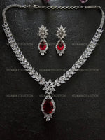 Load image into Gallery viewer, Ruby CZ Diamond Necklace Set
